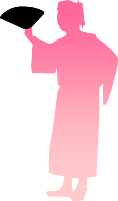 扇子を持つ女性のシルエット画像