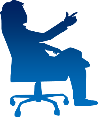 横アングルのオフィスチェアに座る男性のシルエット画像