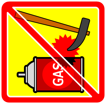 ガス、スプレー缶の取り扱い注意マーク画像