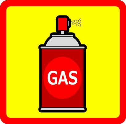 ガス、スプレー缶の取り扱い注意マーク画像