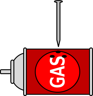 ガス、スプレー缶のガス抜き処理をするイラスト画像