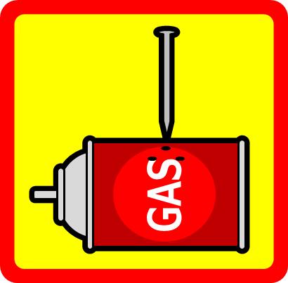 ガス、スプレー缶のガス抜き処理マーク画像