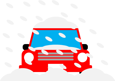 雪に埋まる車のイラスト画像