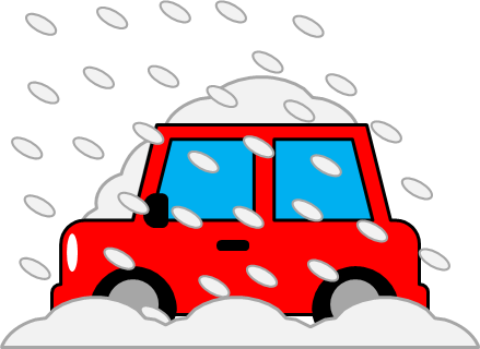 雪に埋まる車のイラスト画像
