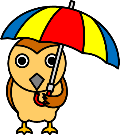 傘をさすスズメのイラスト像