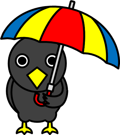 傘をさすカラスのイラスト画像