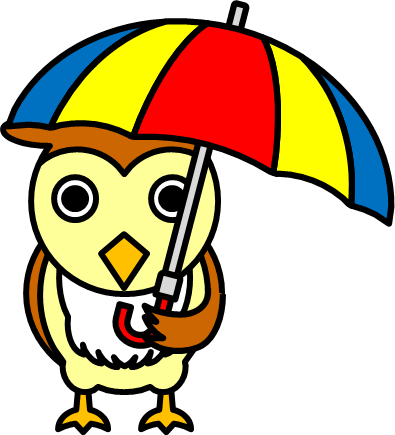 傘をさすフクロウのイラスト画像