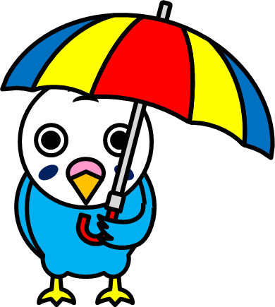 傘をさすインコのイラスト画像