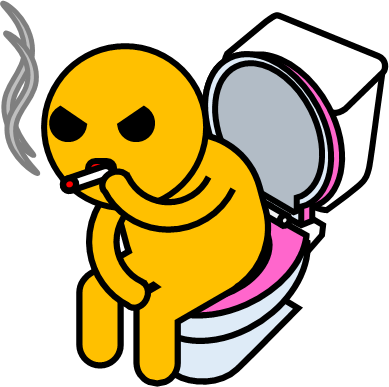 トイレで喫煙する人物のイラスト画像