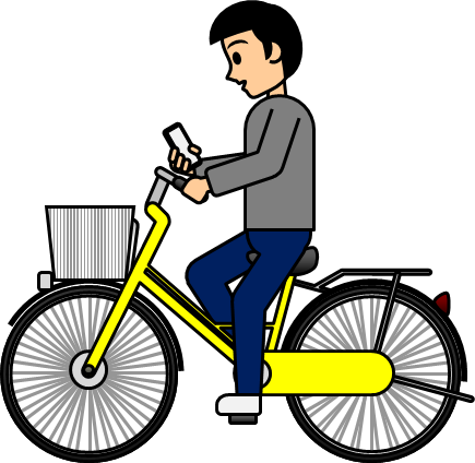 自転車のながら運転のイラスト画像