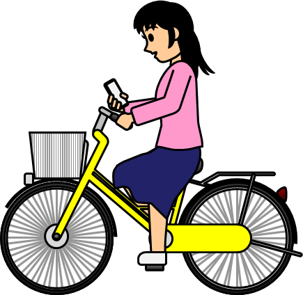 自転車のながら運転のイラスト画像