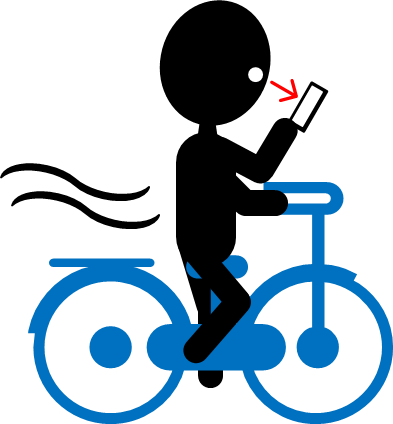 自転車のながら運転のイラスト画像