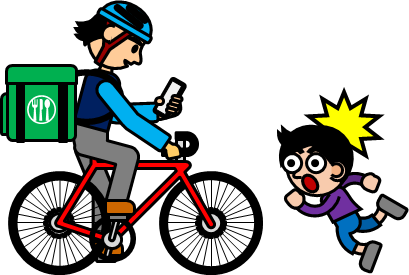 自転車のながら運転のイラスト画像