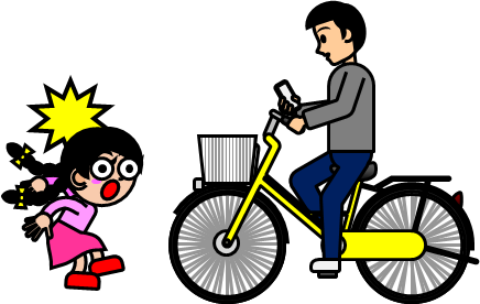 自転車のながら運転のイラスト画像