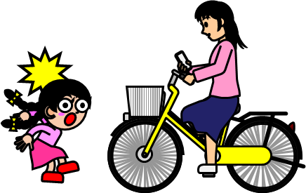 自転車のながら運転のイラスト画像