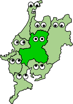 岐阜県のおとなり、隣接する県のイラスト画像