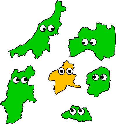 群馬県のおとなり、隣接する県のイラスト画像