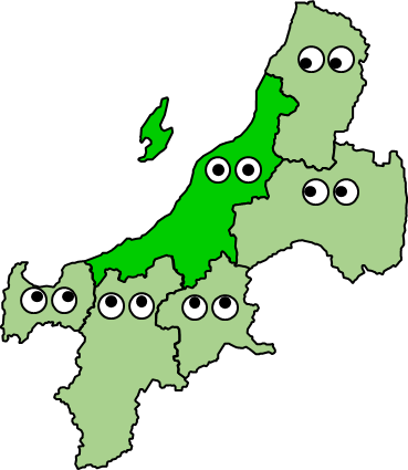 新潟県のおとなり、隣接する県のイラスト画像