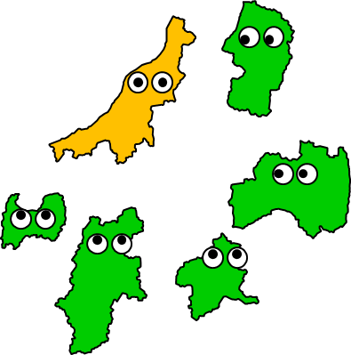 新潟県のおとなり、隣接する県のイラスト画像