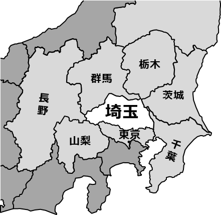 埼玉県のおとなり、隣接する県のイラスト画像