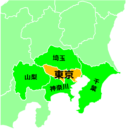 東京都のおとなり、隣接する県のイラスト画像