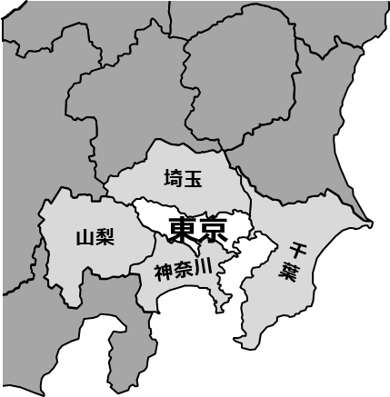 東京都のおとなり、隣接する県のイラスト画像