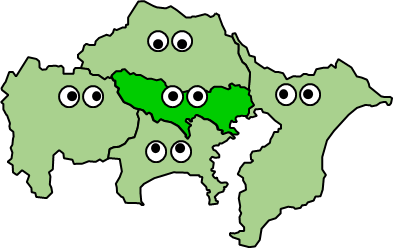 東京都のおとなり、隣接する県のイラスト画像