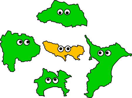 東京都のおとなり、隣接する県のイラスト画像