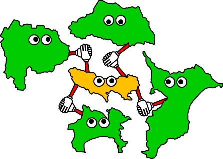 東京都のおとなり、隣接する県のイラスト画像