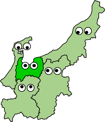 富山県のおとなり、隣接する県のイラスト画像