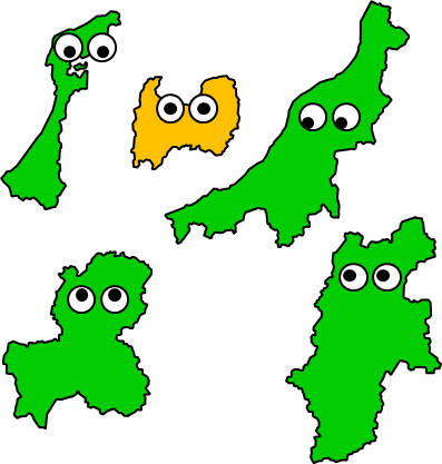 富山県のおとなり、隣接する県のイラスト画像