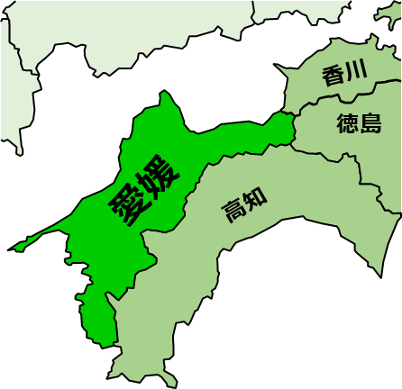 愛媛県のおとなり、隣接する県のイラスト画像