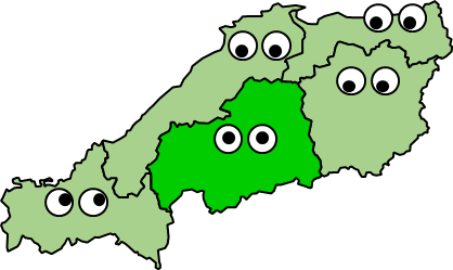 広島県のおとなり、隣接する県のイラスト画像