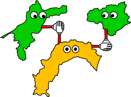 高知県のおとなり、隣接する県のイラスト画像