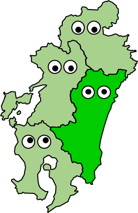 宮崎県のおとなり、隣接する県のイラスト画像