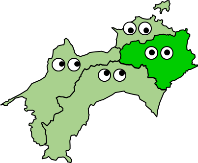 徳島県のおとなり、隣接する県のイラスト画像