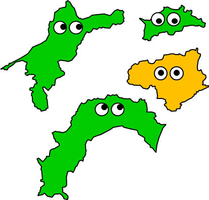 徳島県のおとなり、隣接する県のイラスト画像