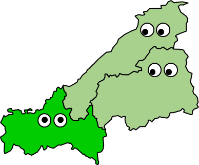 山口県のおとなり、隣接する県のイラスト画像