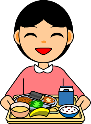 給食、食事を運ぶイラスト画像