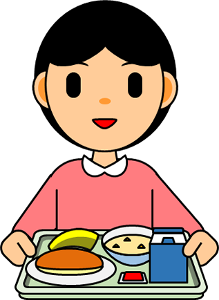 給食、食事を運ぶイラスト画像