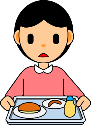給食、食事を運ぶイラスト画像