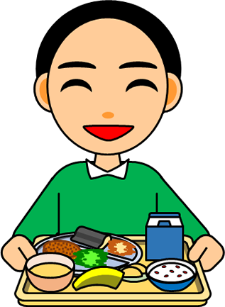 給食、食事を運ぶイラスト画像