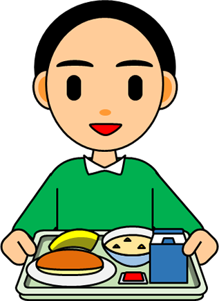 給食、食事を運ぶイラスト画像
