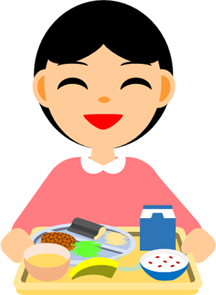 給食、食事を運ぶイラスト画像