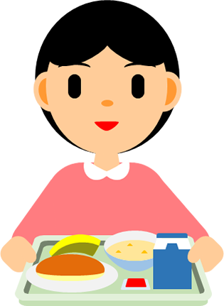 給食、食事を運ぶイラスト画像