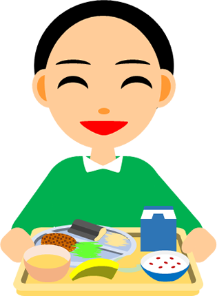 給食、食事を運ぶイラスト画像
