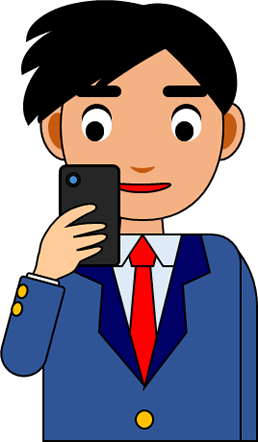 スマホを見る男の子のイラスト画像