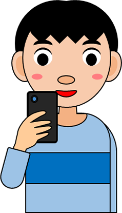 スマホを見る男の子のイラスト画像