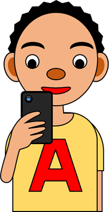 スマホを見る男の子のイラスト画像