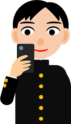 スマホを見る男の子のイラスト画像